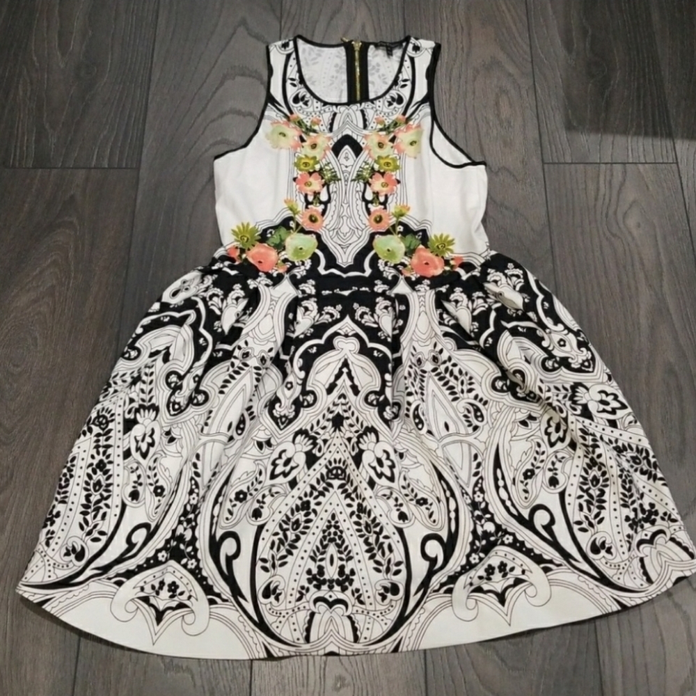 Juicy Couture Black and White Floral Mini Dress